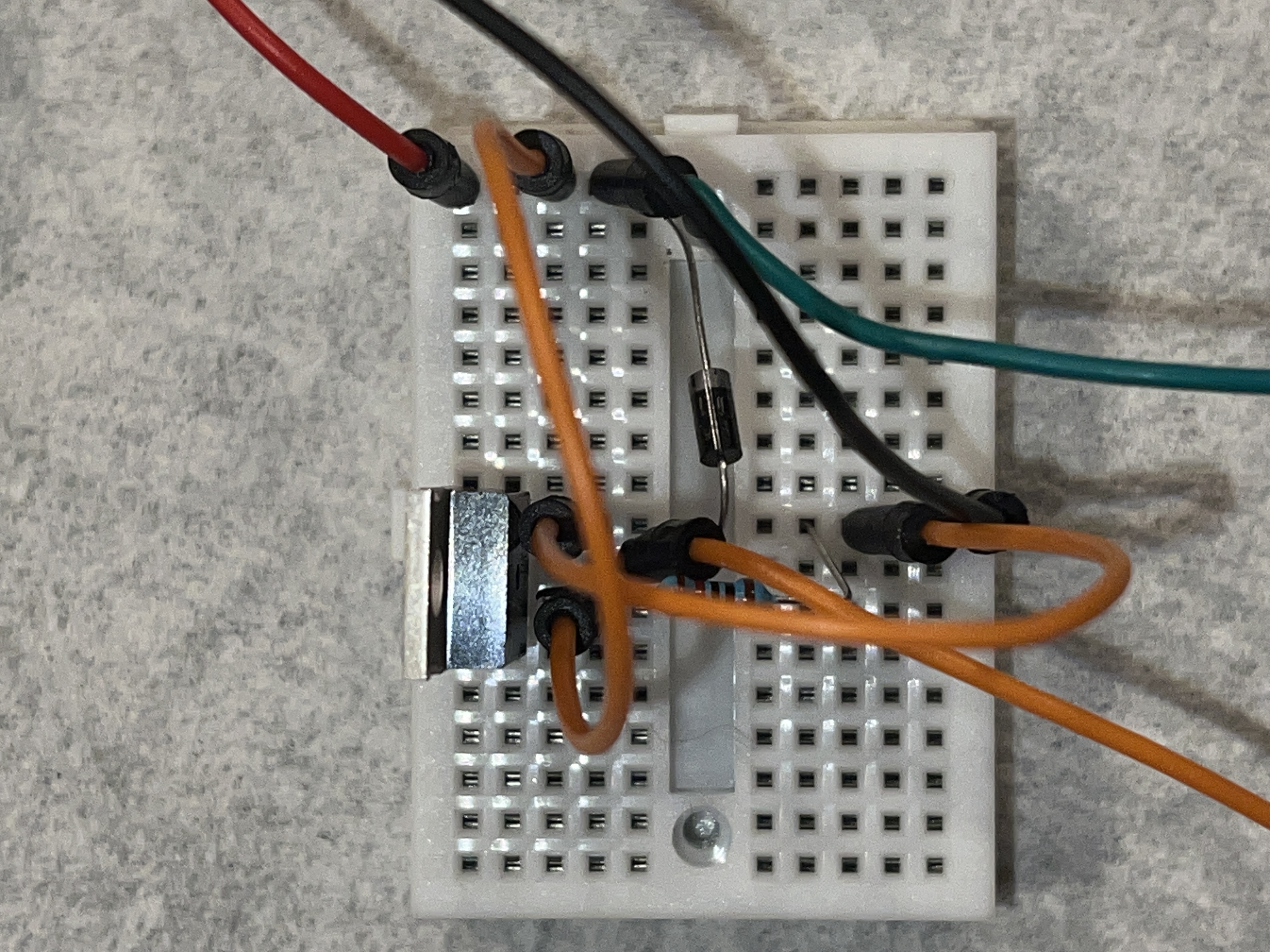 Close up view of the breadboard