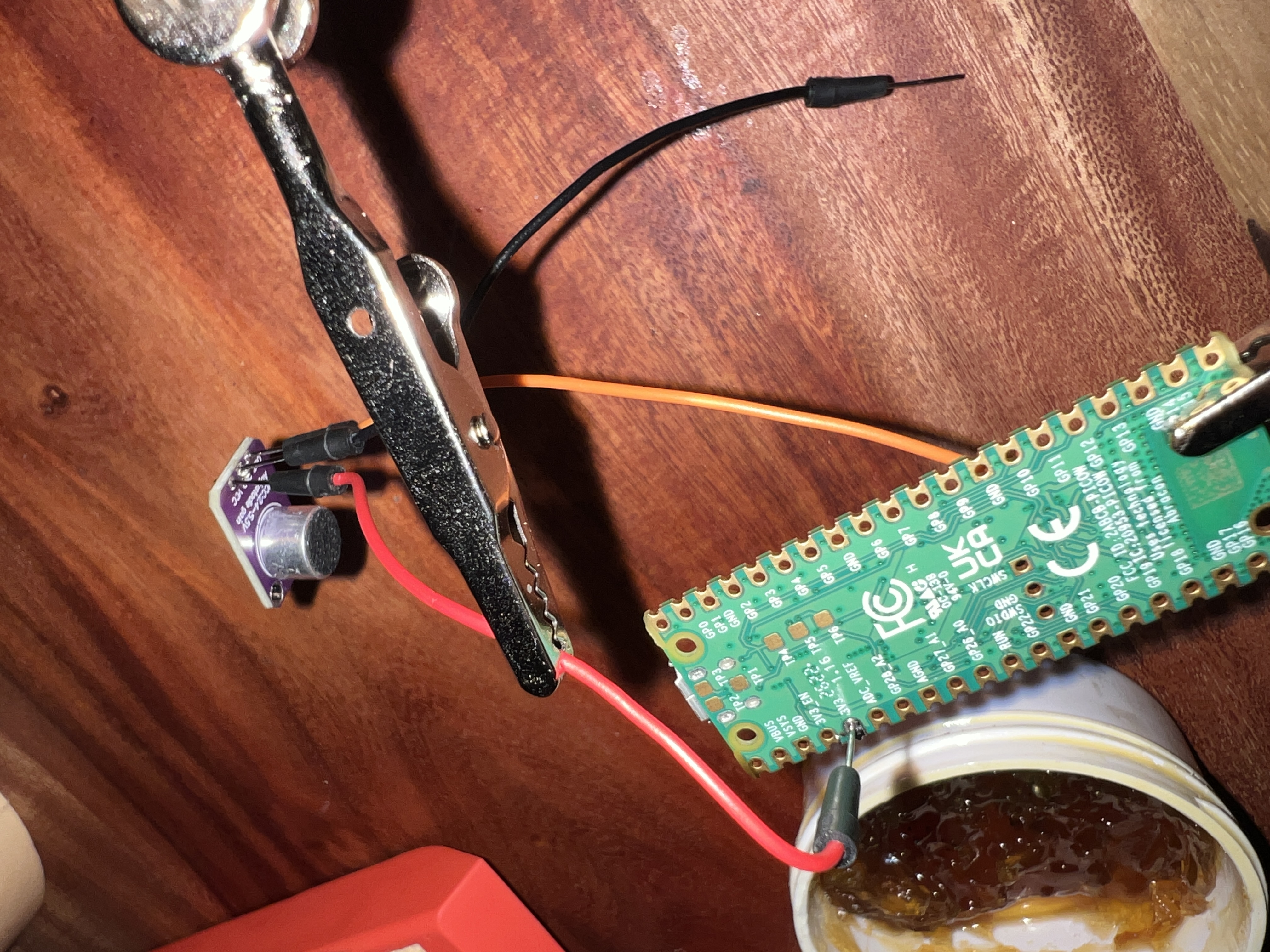 The first connections soldered onto Pico.