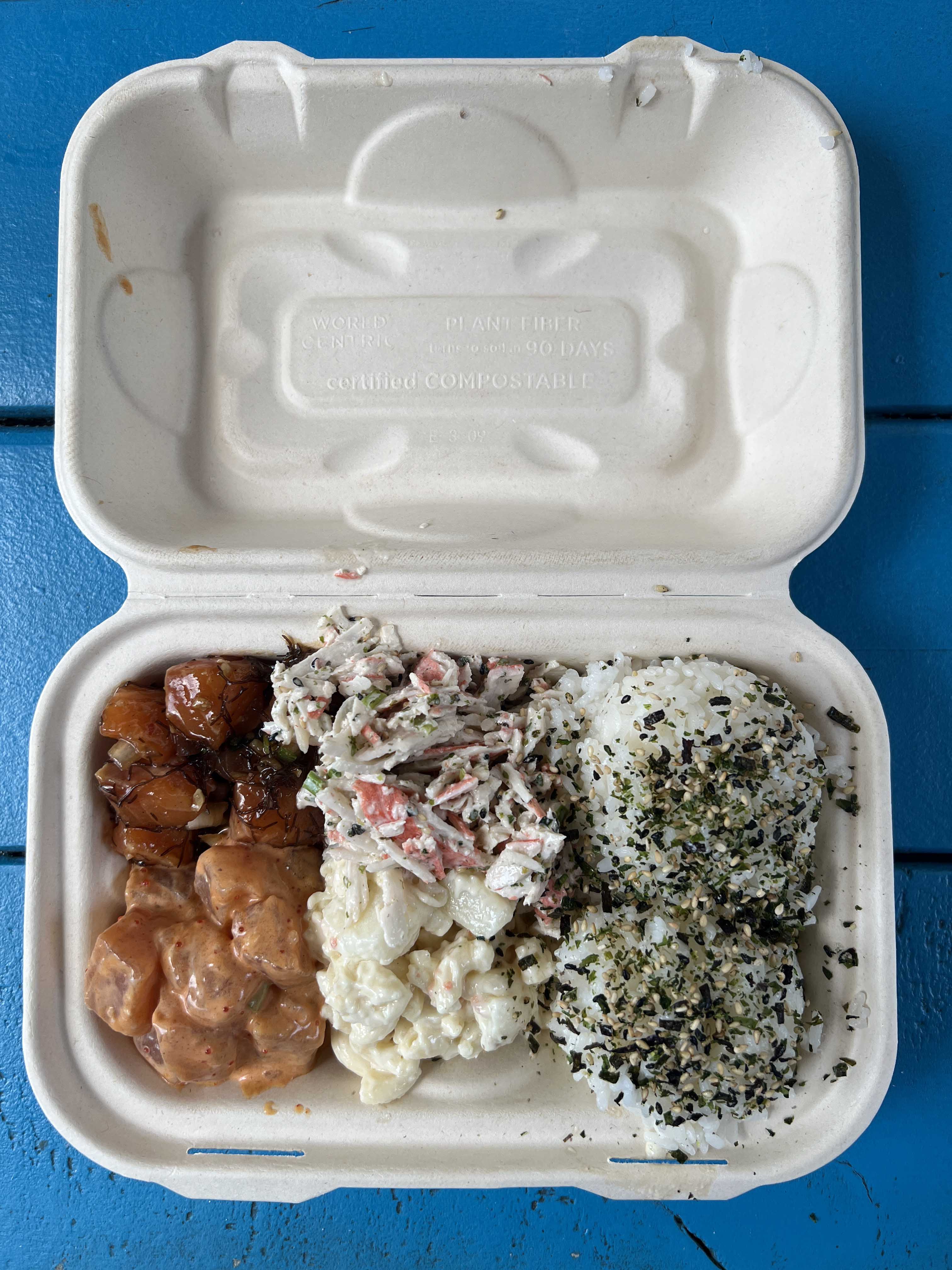 A poke bowl with salmon.